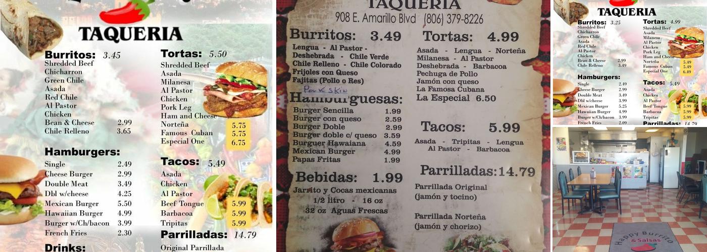 Happy Burrito Menu