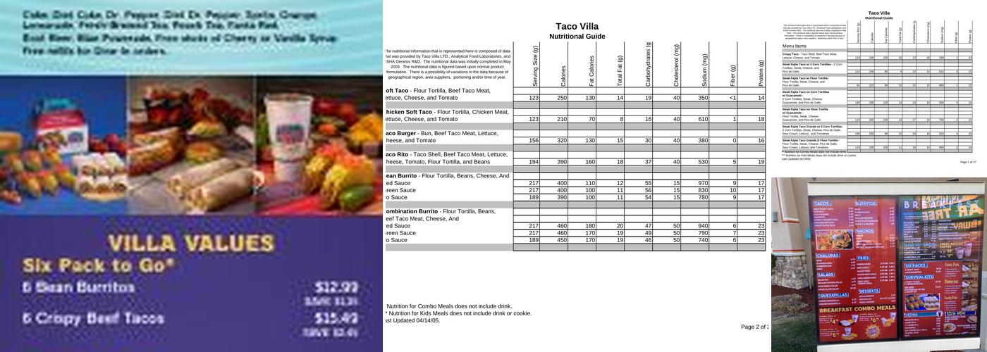 Taco Villa Menu