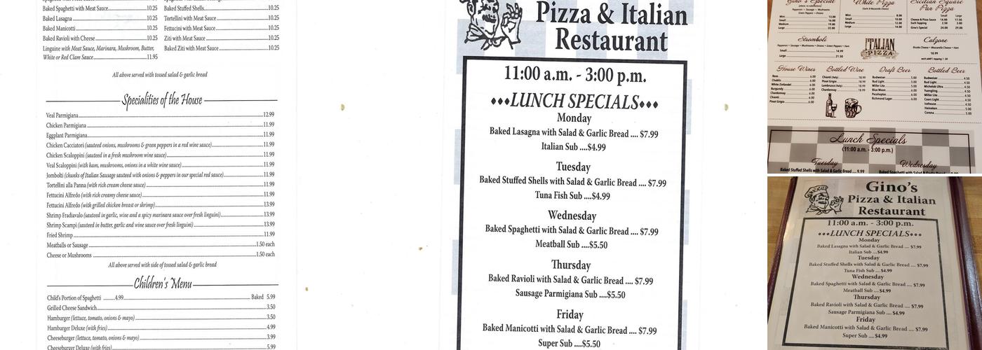 Gino's Pizza & Italian Restaurant Menu
