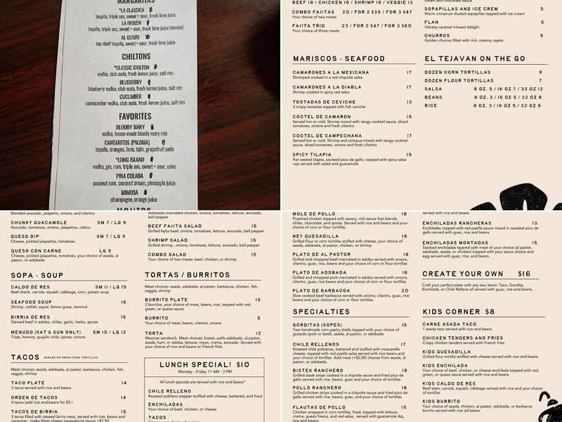 El Tejavan I -40 West + Paramount Menu