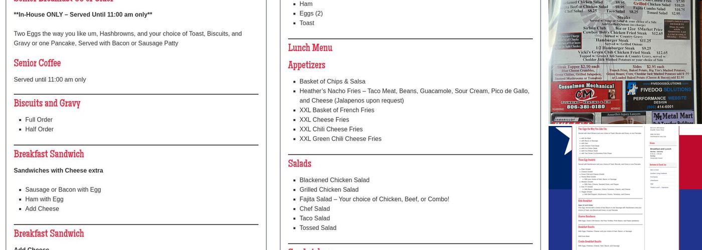 Youngblood's Cafe Menu