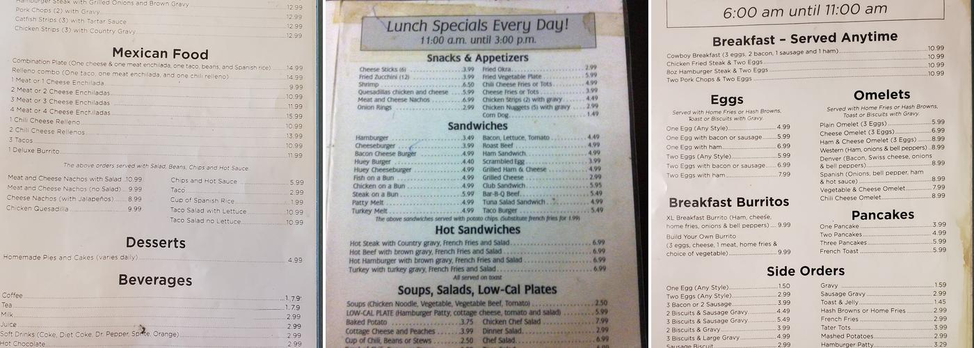 Cattleman's Cafe Menu