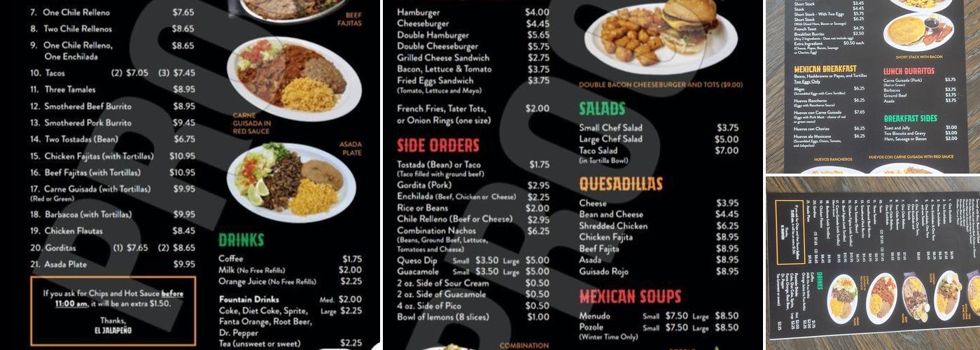 El Jalapeño Café Menu
