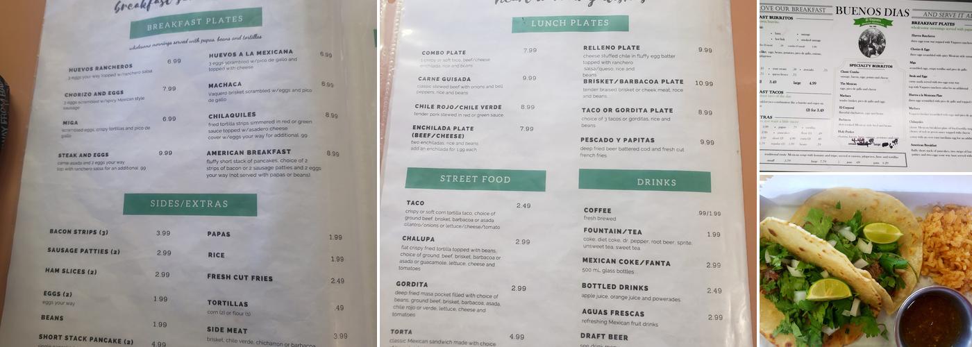 El Vaquero Menu