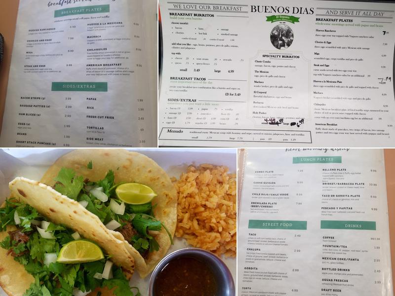 El Vaquero Menu