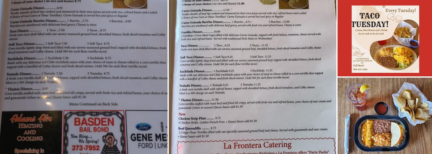 La Frontera Menu