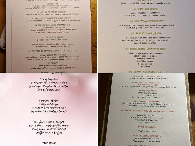 The Tasting Club Restaurant Menu