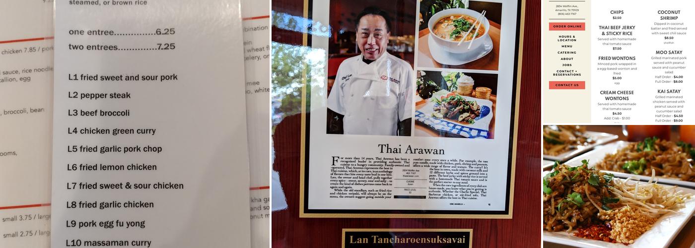 Thai Arawan Menu
