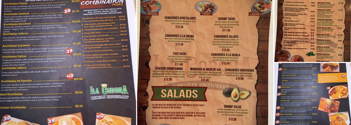 La Corona Menu