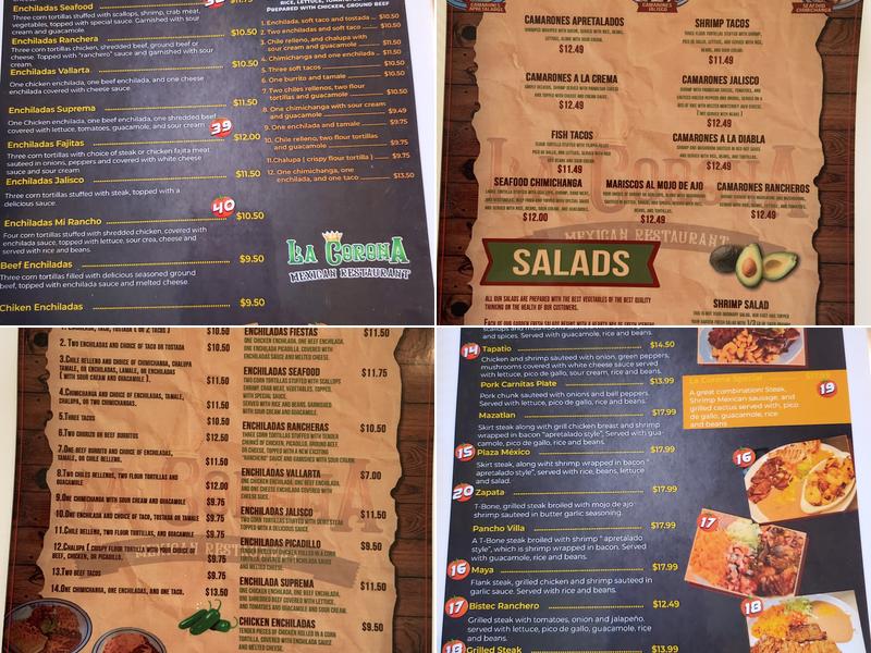 La Corona Menu