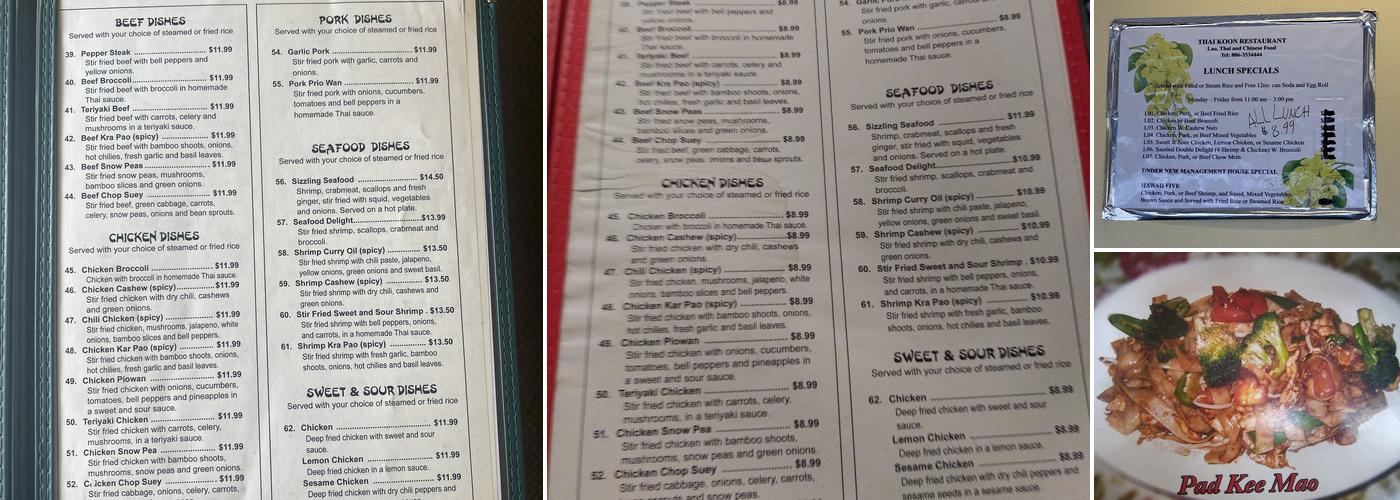 Thai Koon Menu
