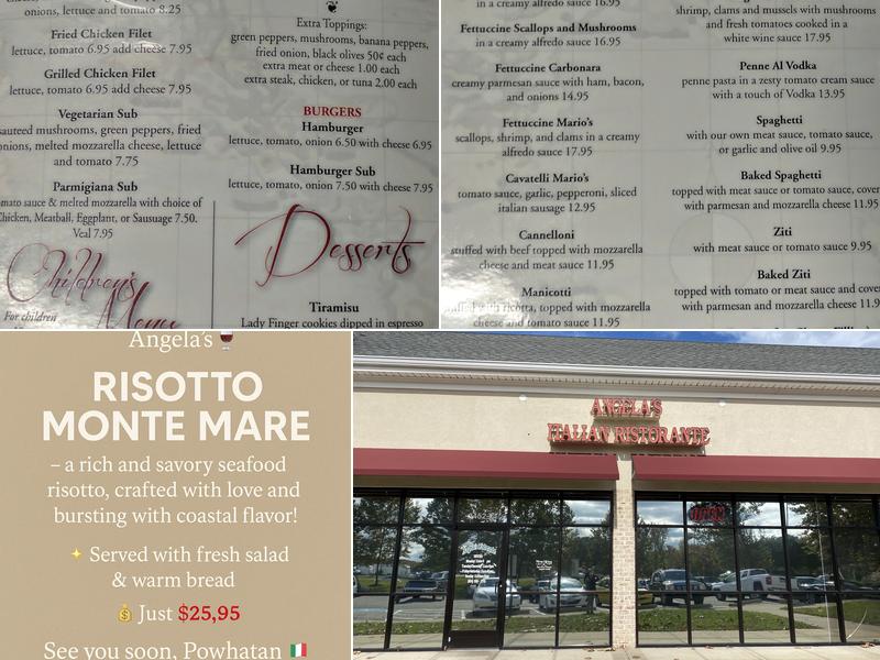 Angela's Italian Ristorante Menu