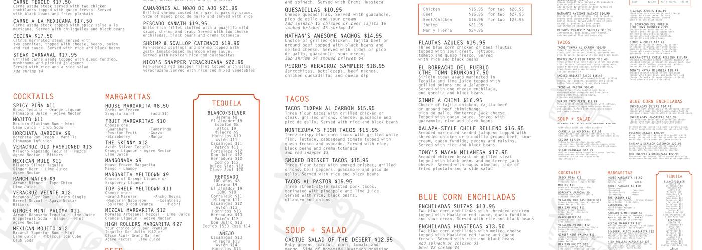 Veracruz Cafe - Cedar Hill Menu