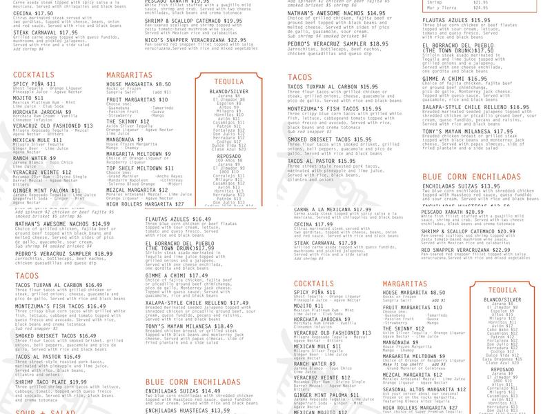 Veracruz Cafe - Cedar Hill Menu