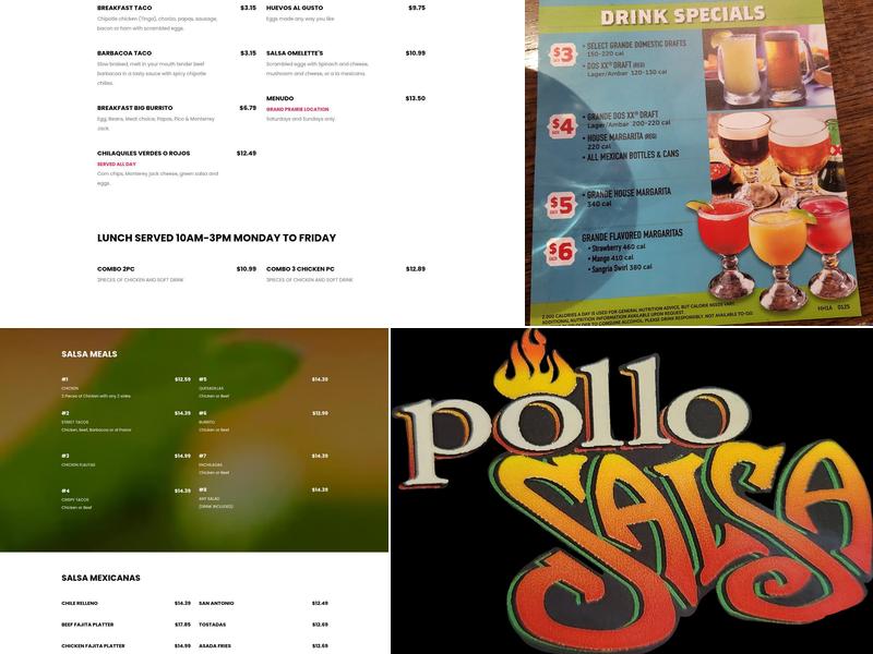 Pollo Salsa Menu