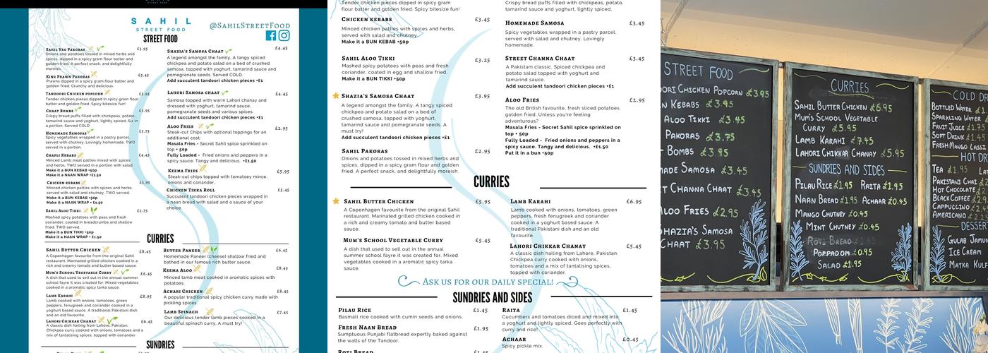 Sahil Street Food Menu