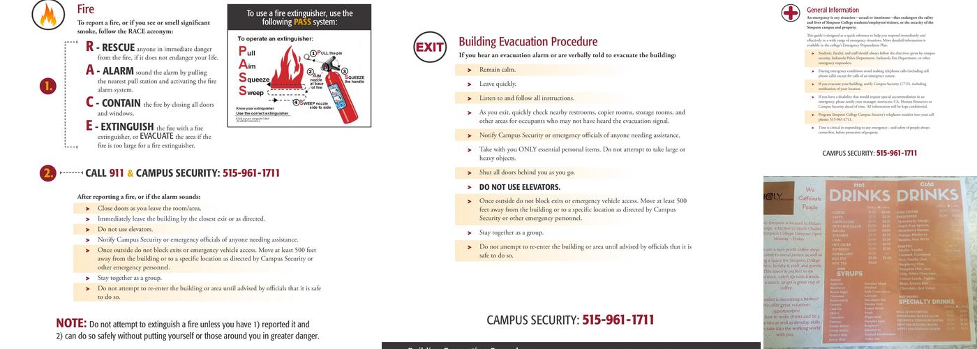 Holy Grounds Coffee Shop - Simpson College Menu