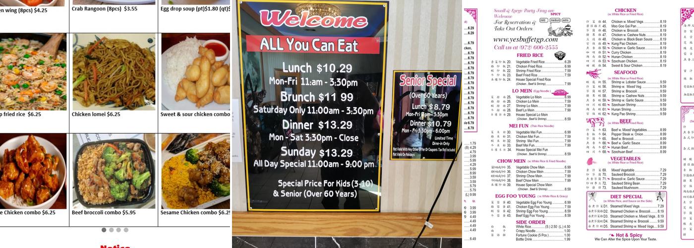 Yes Buffet Menu