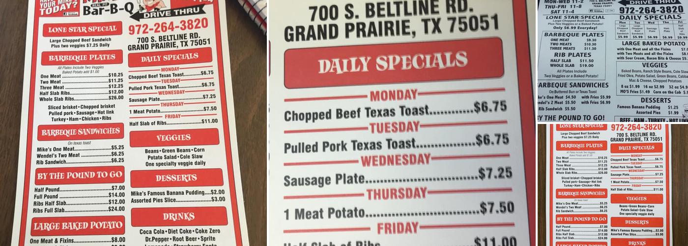 Mike's Real Pit Bar-B-Que Menu