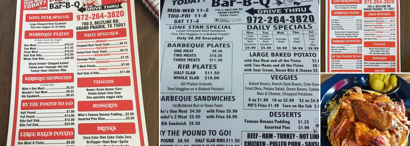 Mike's Real Pit Bar-B-Que Menu