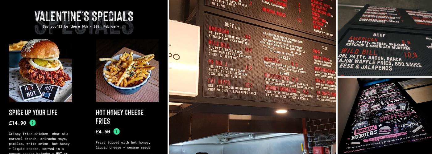 Fat Hippo Sheffield Kommune Menu