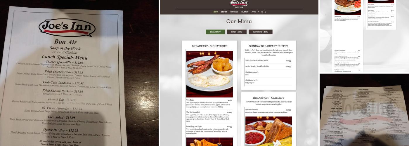 Joe's Inn Bon Air Menu