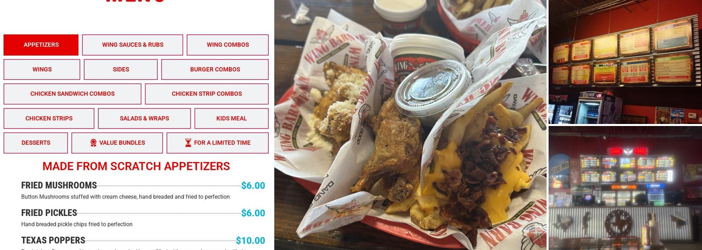 Wing Barn Olmito Menu