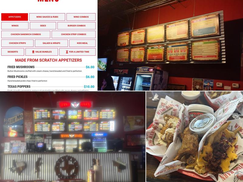 Wing Barn Olmito Menu