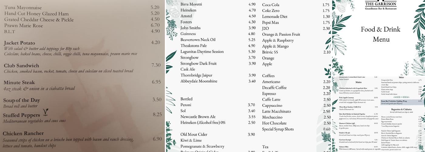 Tower & Turret Restaurant Menu