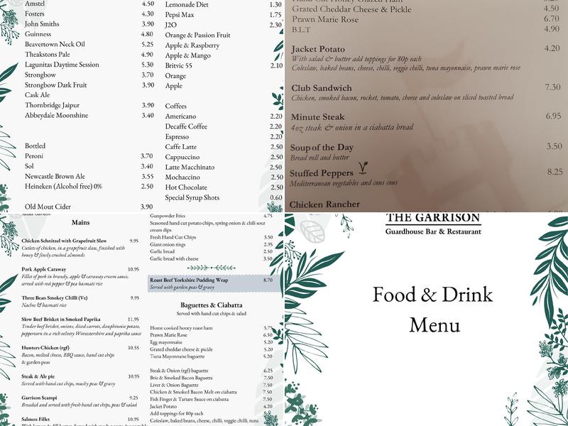 Tower & Turret Restaurant Menu