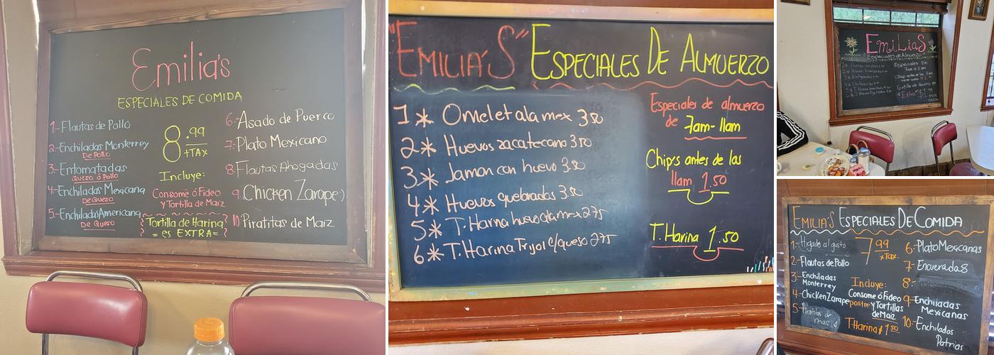 Emilia's Restaurant Menu