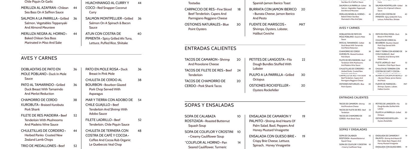 Madeira Menu