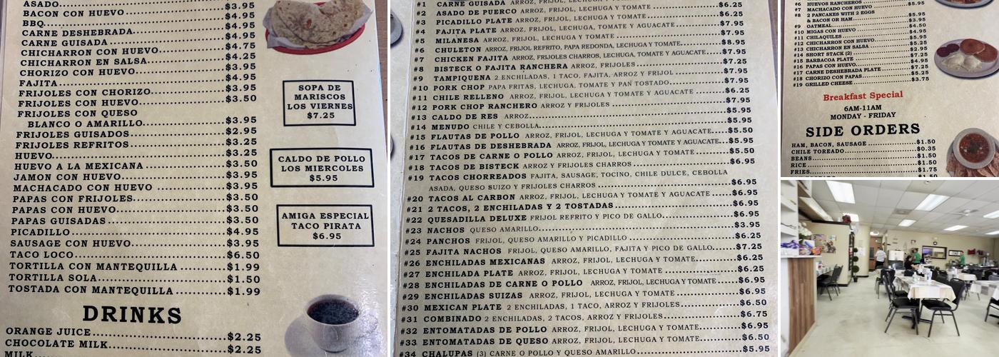 Cafe Amiga Menu