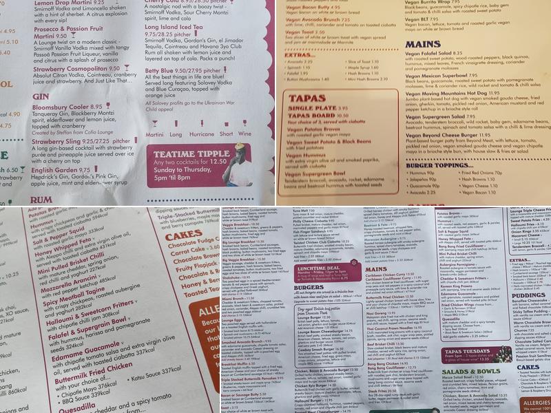 Zorro Lounge Menu