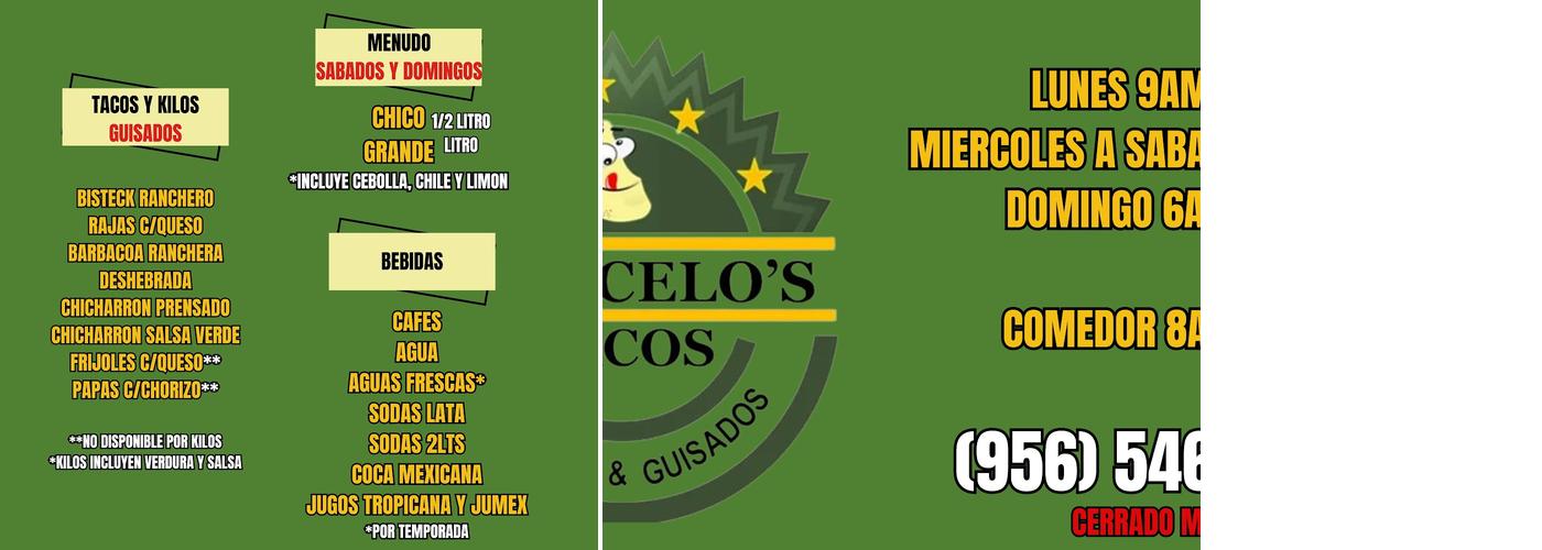 Marcelo’s Tacos Menu