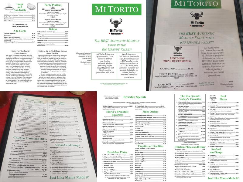 Mi Torito Menu