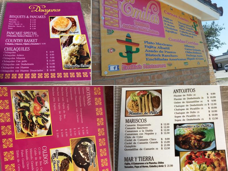 Emilia's Restaurant Menu