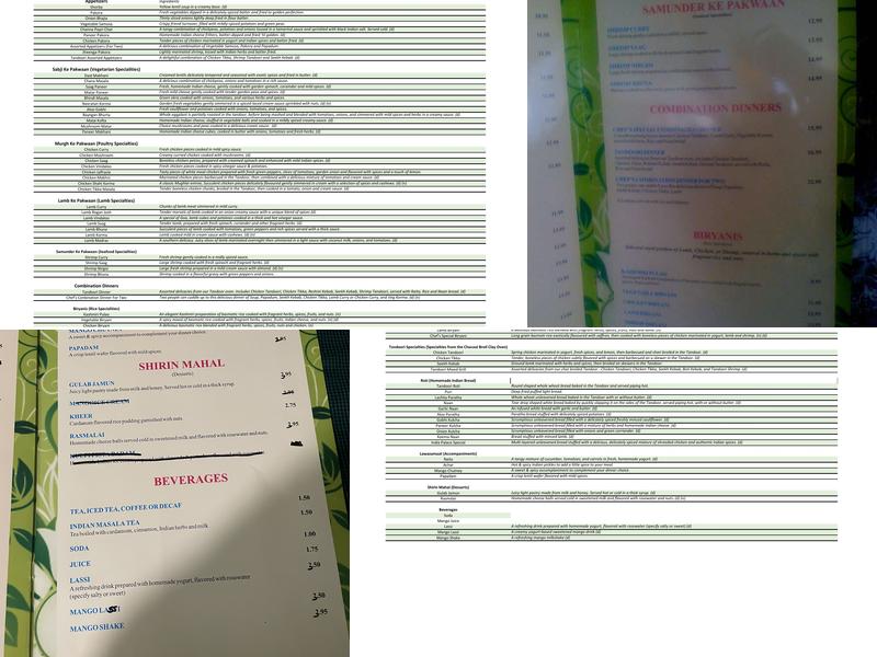 India Palace Menu