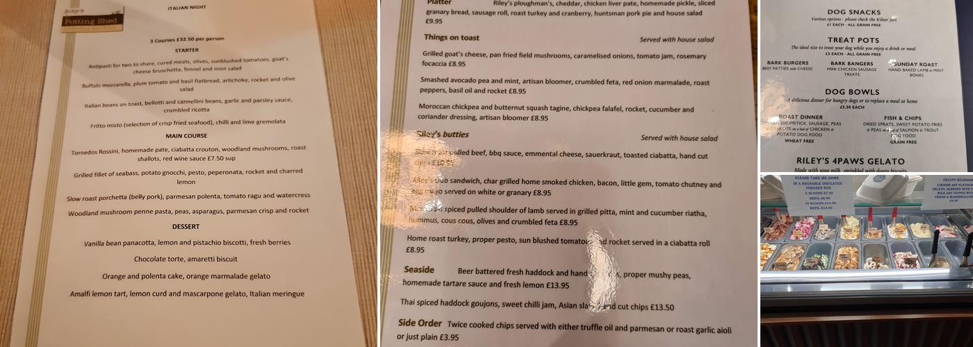 The Potting Shed cafe/restaurant Menu
