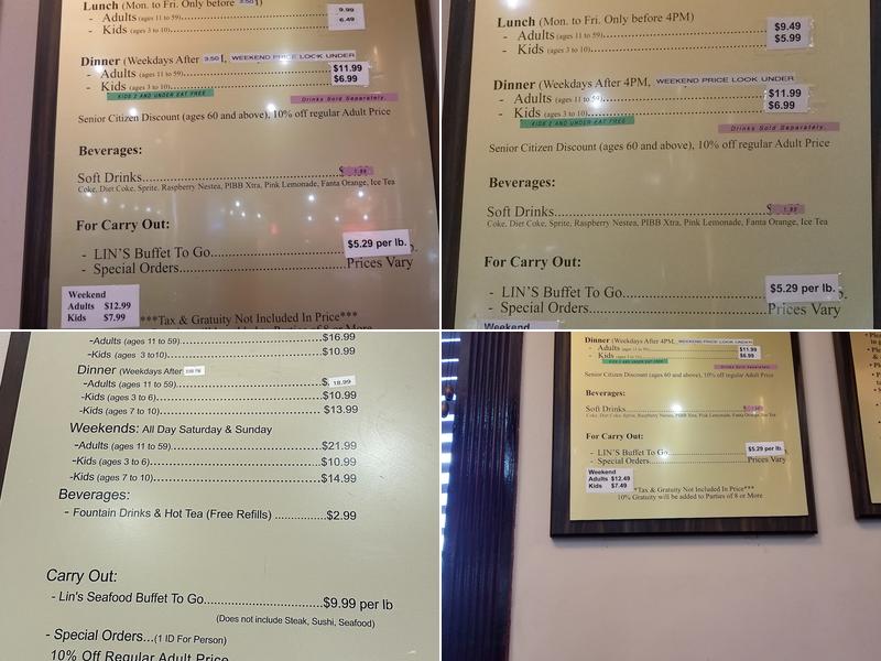 Lin's Buffet Menu