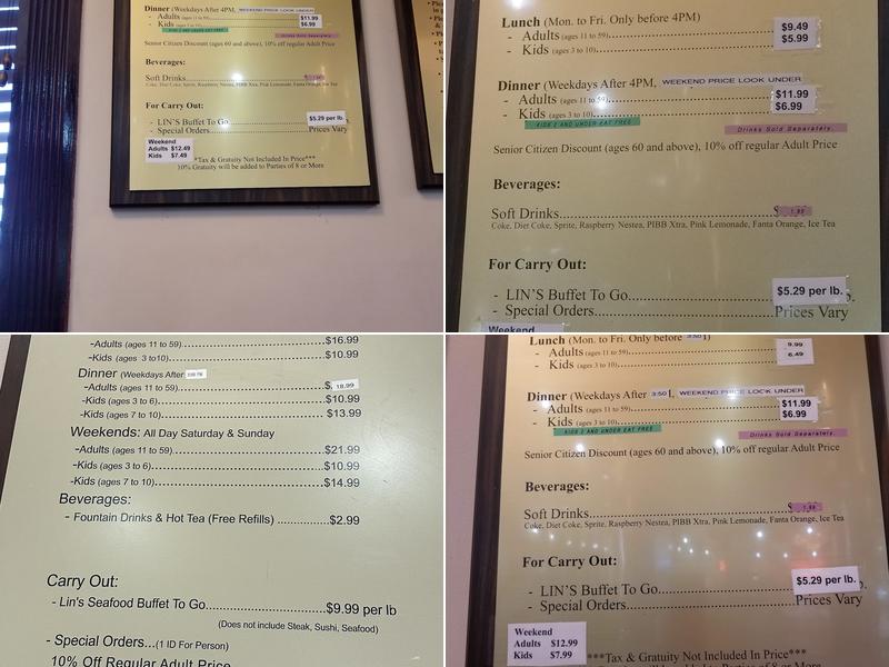 Lin's Buffet Menu