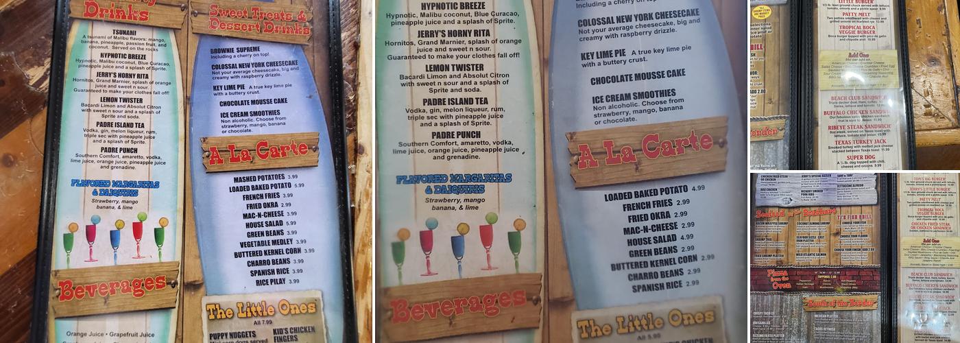 Tom and Jerry's Menu