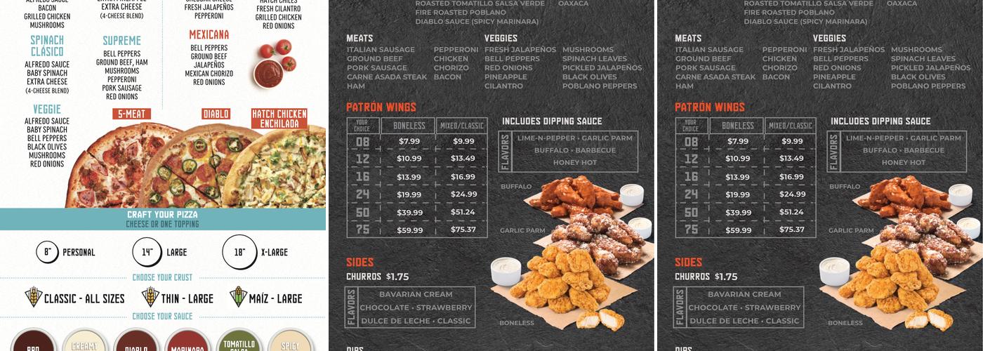Pizza Patrón Main Street Menu