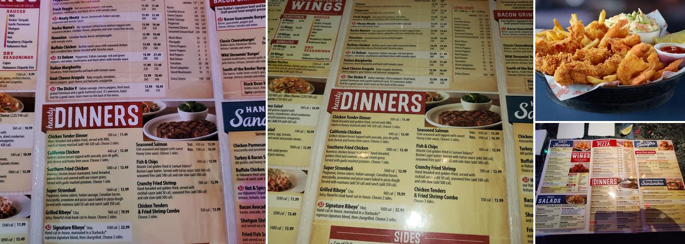 Bubba's 33 Menu