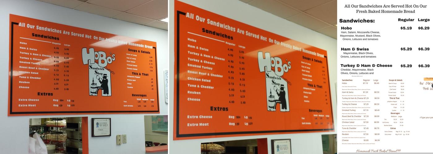 Hobo's Menu