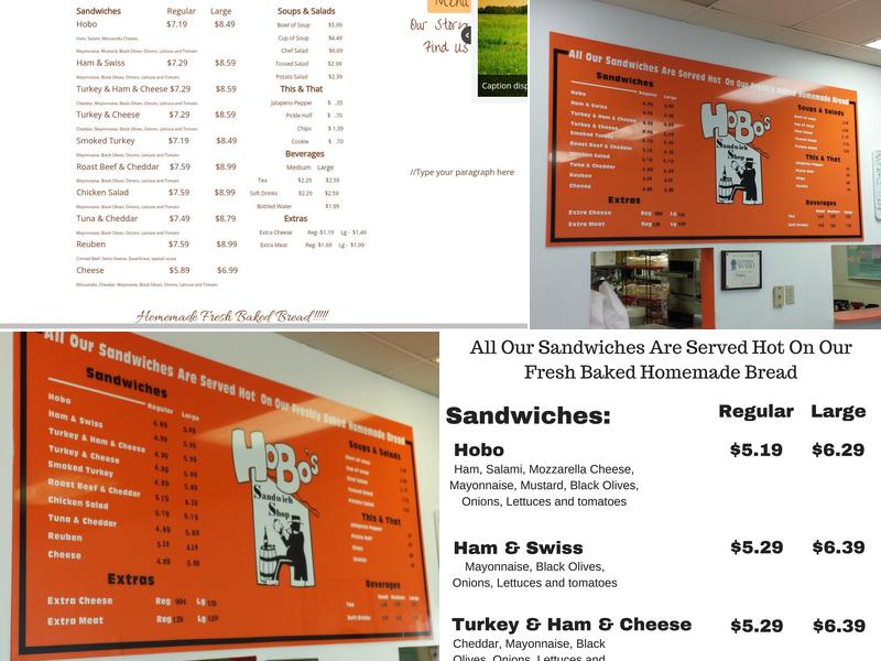 Hobo's Menu