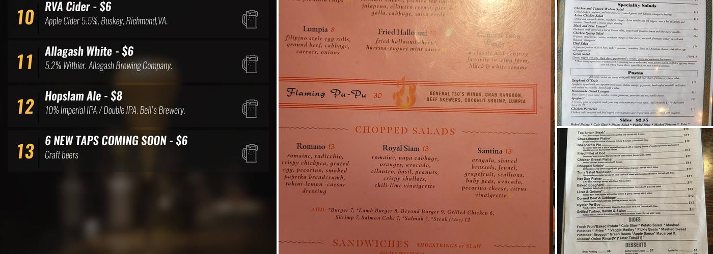 O'Toole's Restaurant & Pub Menu