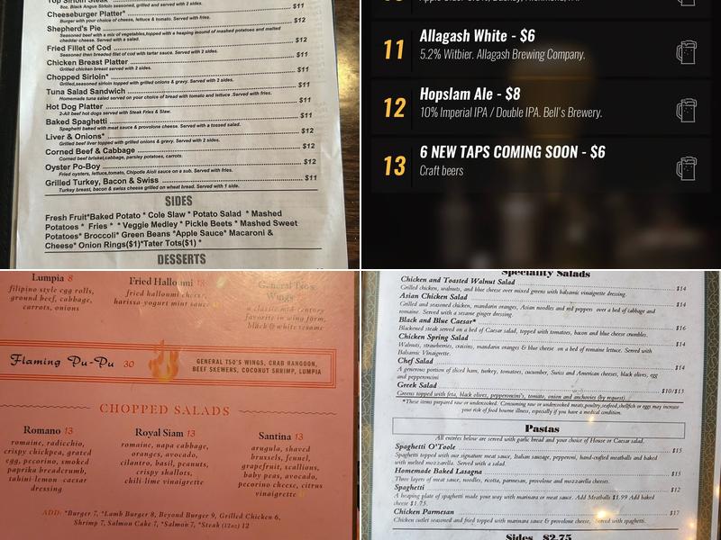 O'Toole's Restaurant & Pub Menu