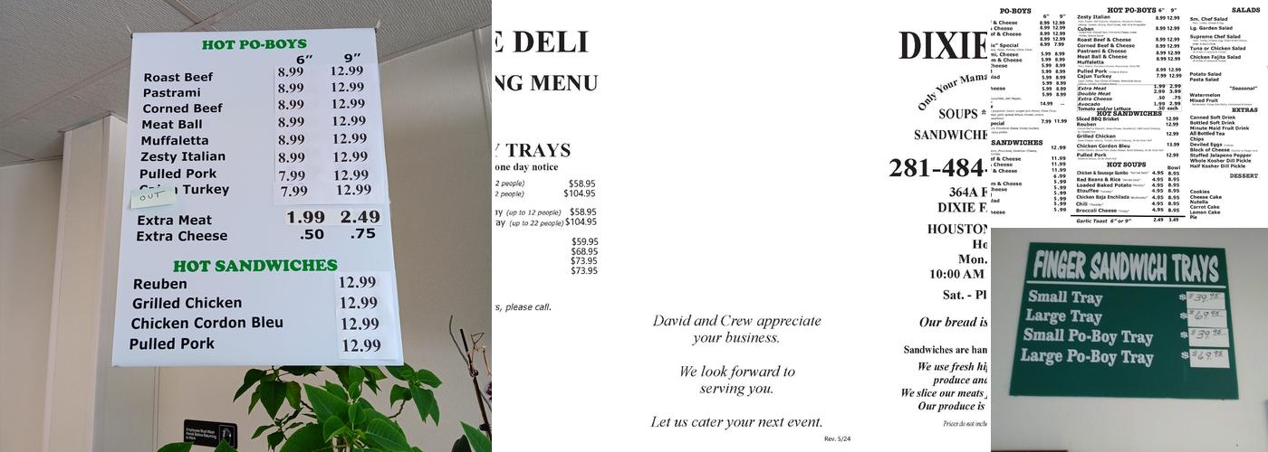 Dixie Deli Menu