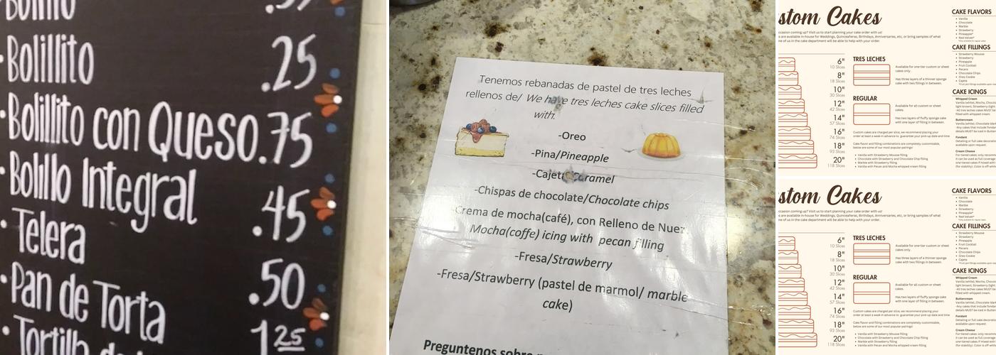 El Bolillo Bakery Menu